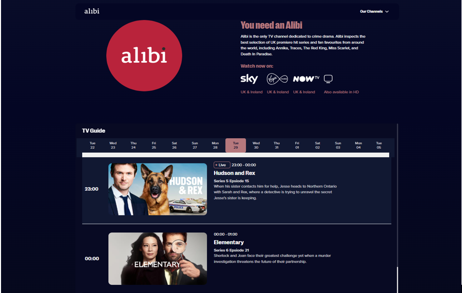 Is Alibi on Freeview